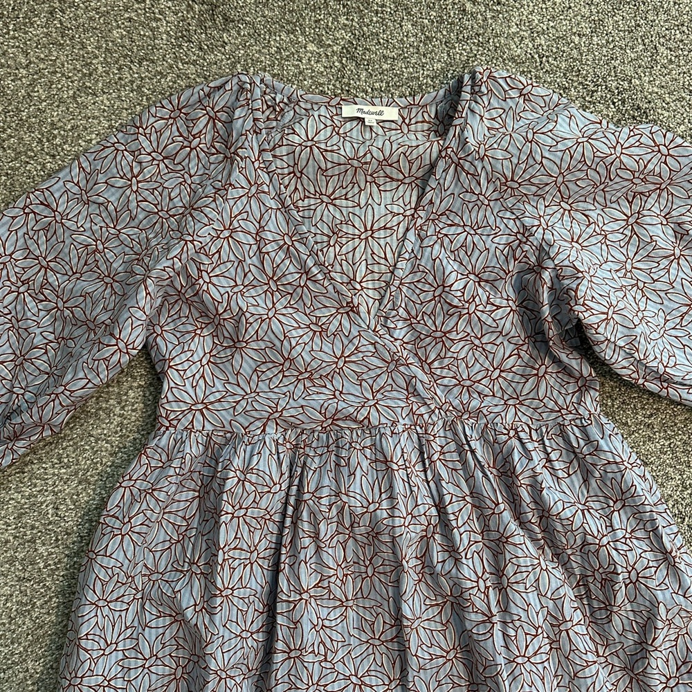 Madewell Blue and Brown Floral Dress